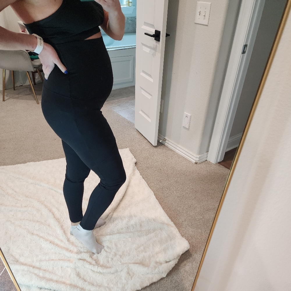 Isabel Maternity Black High Rise Maternity Leggings, Size Small